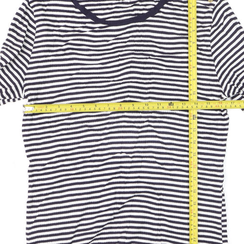 Warehouse Women Blue Striped Cotton Long Sleeve Pullover Jumper Size 12