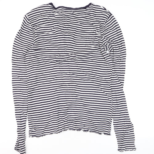 Warehouse Women Blue Striped Cotton Long Sleeve Pullover Jumper Size 12