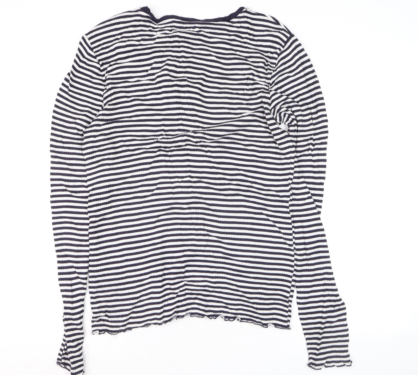 Warehouse Women Blue Striped Cotton Long Sleeve Pullover Jumper Size 12