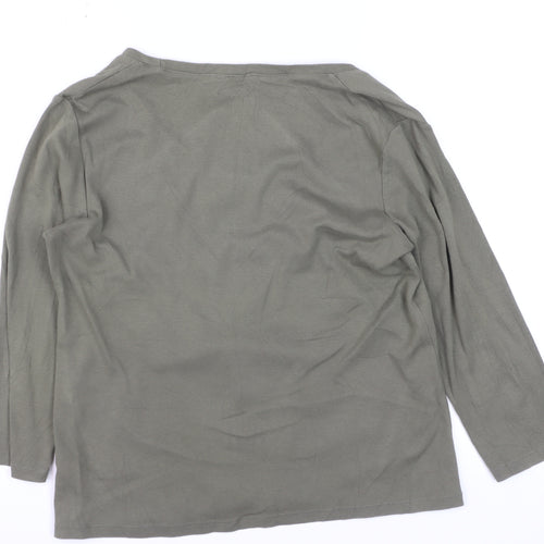 Marks and Spencer Women’s Grey Embellished 3/4 Sleeve Cotton T-Shirt Size M