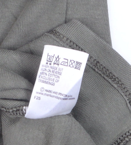 Marks and Spencer Women’s Grey Embellished 3/4 Sleeve Cotton T-Shirt Size M