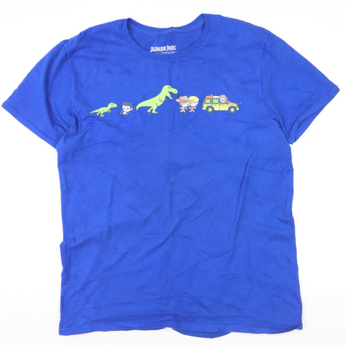 Lootwear Exclusive Men's Blue Jurassic Park Movie Cotton T-Shirt Size L