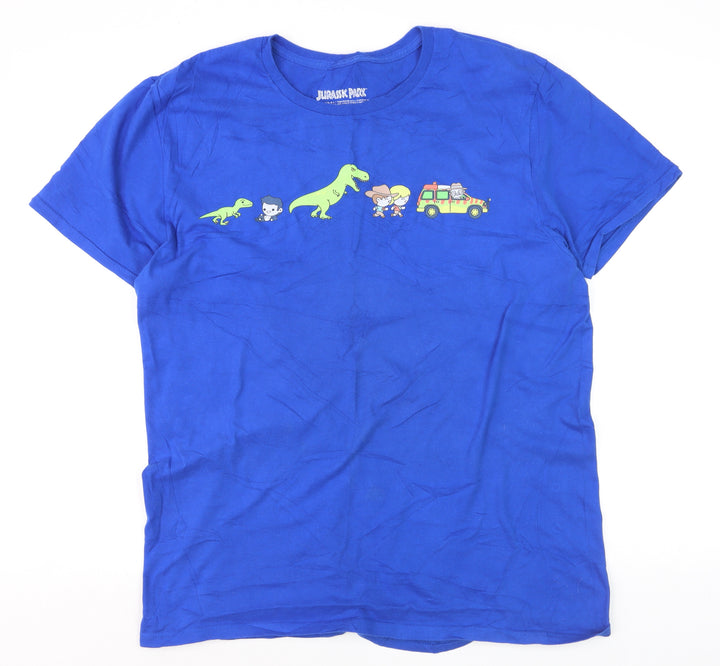 Lootwear Exclusive Men's Blue Jurassic Park Movie Cotton T-Shirt Size L