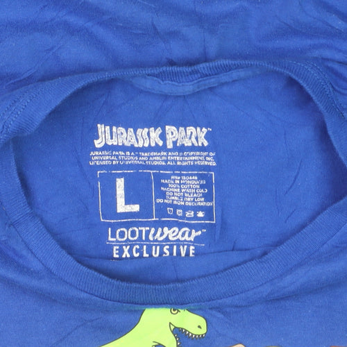 Lootwear Exclusive Men's Blue Jurassic Park Movie Cotton T-Shirt Size L