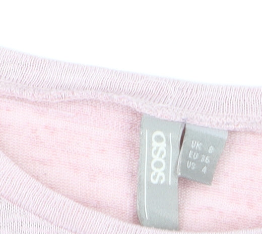 ASOS Women Pink Crochet Flared Sleeve Pullover Jumper Size 6