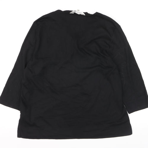 Tigi Wear Women's Black 3/4 Sleeve Floral Sequin V-Neck Top Size 18