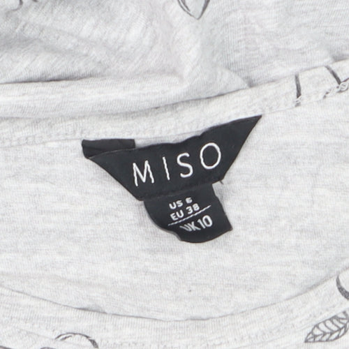 Miso Womens Grey Cherry Print Basic T-Shirt Size 10