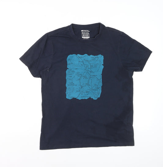Mountain Warehouse Men's Navy ISOCool Quick Dry T-Shirt S Lake District Map