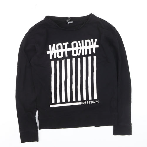 ASOS Women Black XS Pullover Sweatshirt Graphic Print Long Sleeve