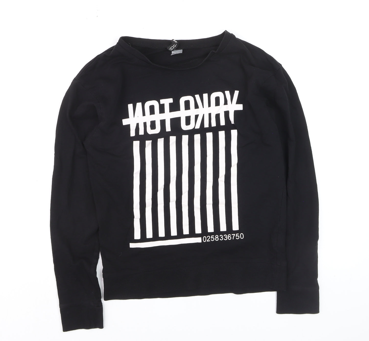 ASOS Women Black XS Pullover Sweatshirt Graphic Print Long Sleeve
