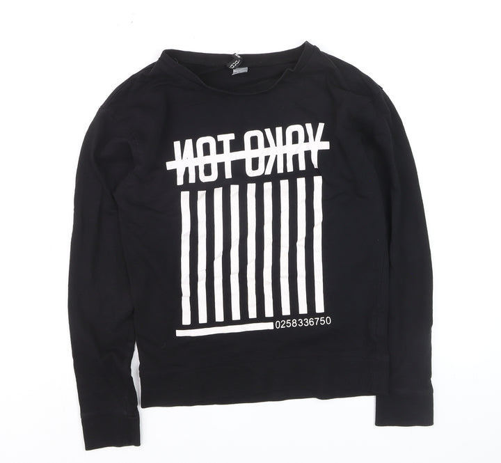 ASOS Women Black XS Pullover Sweatshirt Graphic Print Long Sleeve