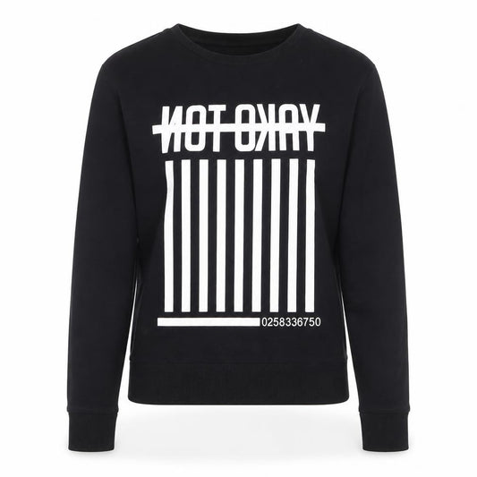 Front view of ASOS Women Black XS Pullover Sweatshirt Graphic Print Long Sleeve