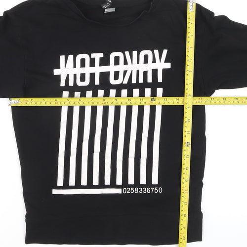 ASOS Women Black XS Pullover Sweatshirt Graphic Print Long Sleeve