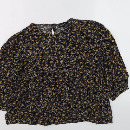 New Look Women Black Polka Dot Viscose Tunic Blouse Size 16