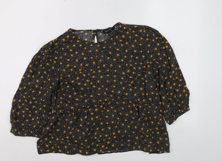 New Look Women Black Polka Dot Viscose Tunic Blouse Size 16