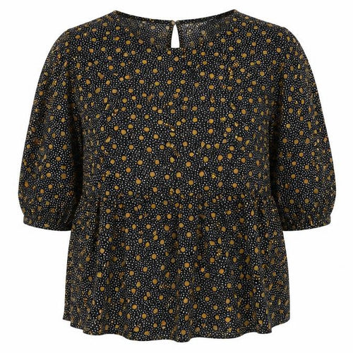New Look Women Black Polka Dot Viscose Tunic Blouse Size 16