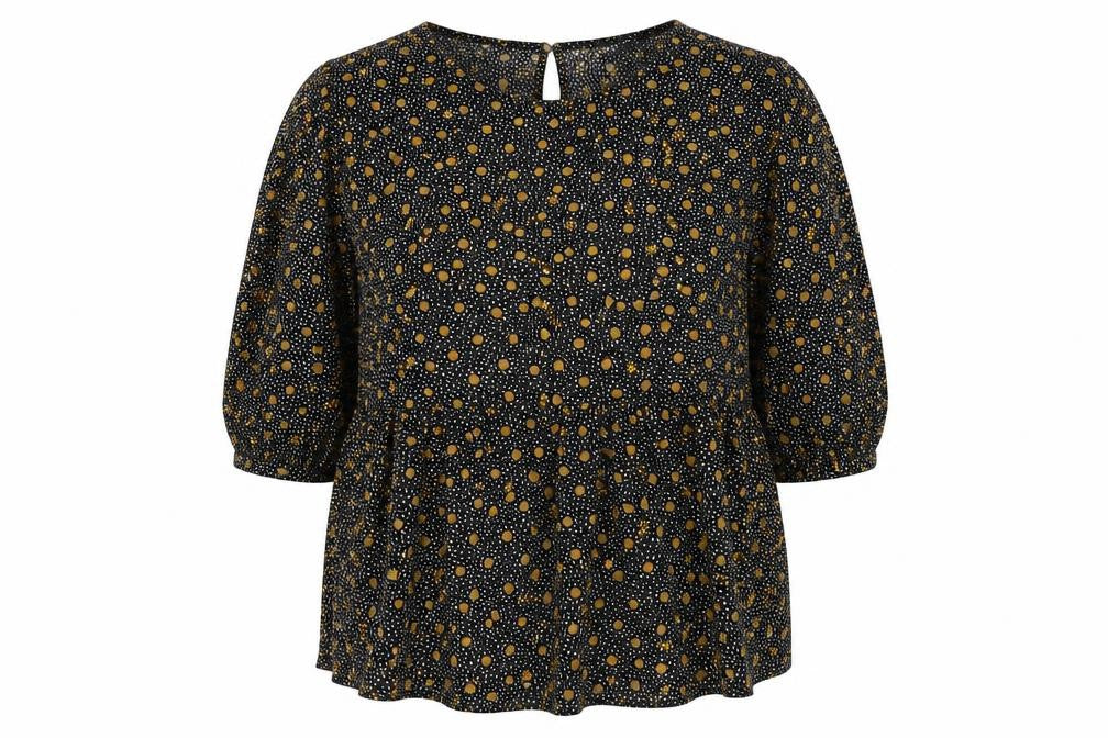 New Look Women Black Polka Dot Viscose Tunic Blouse Size 16
