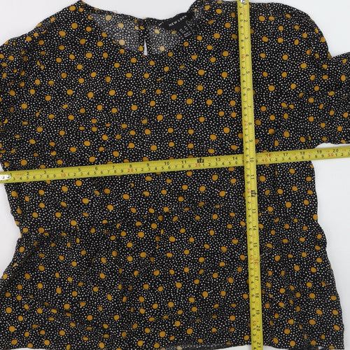 New Look Women Black Polka Dot Viscose Tunic Blouse Size 16