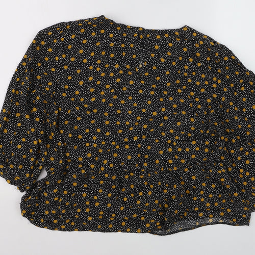 New Look Women Black Polka Dot Viscose Tunic Blouse Size 16