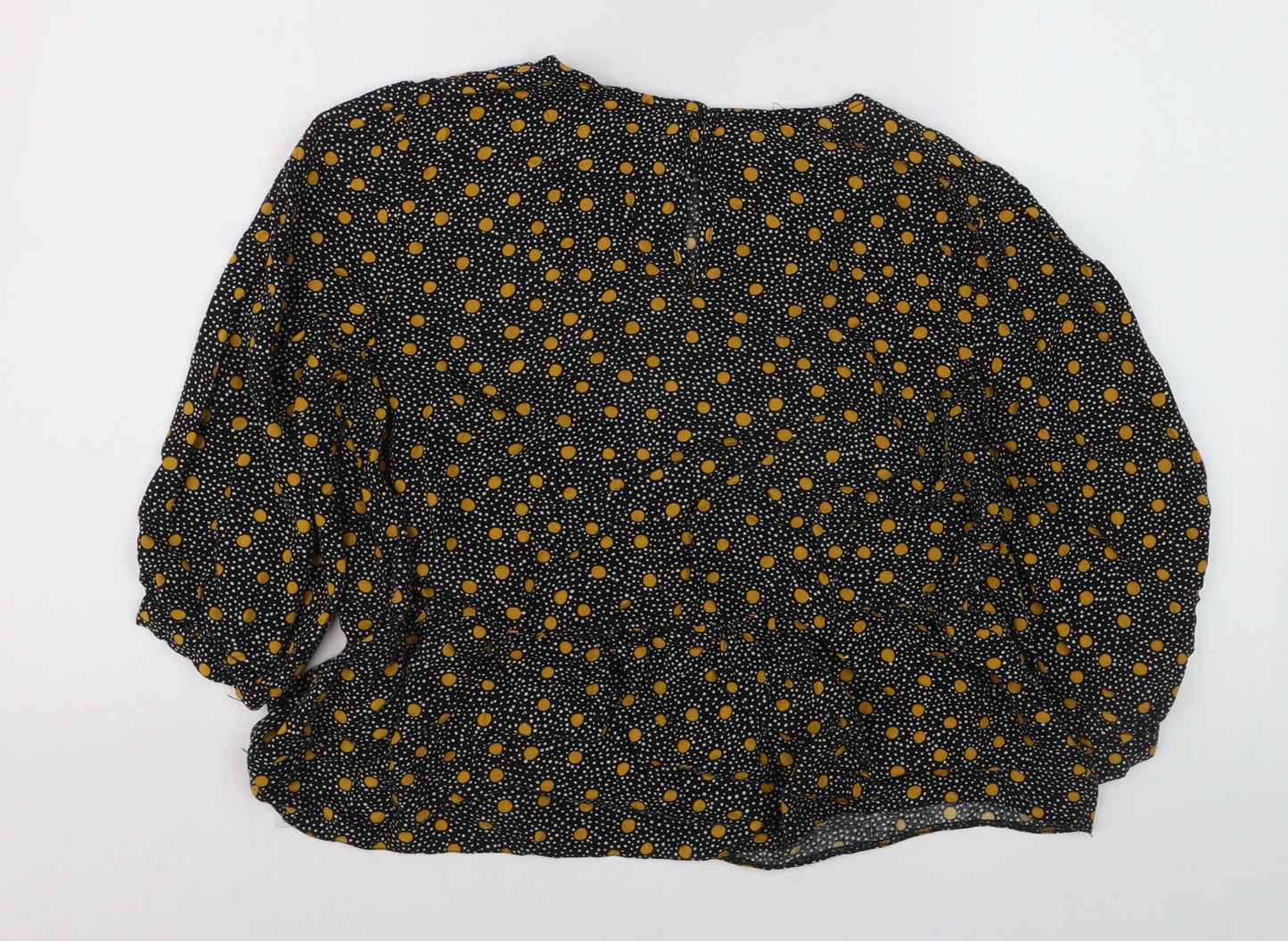 New Look Women Black Polka Dot Viscose Tunic Blouse Size 16