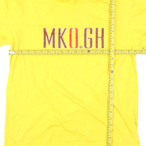 MKO GH Men’s Yellow Graphic Print Crew Neck Cotton T-Shirt XL