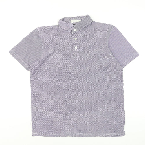 2BLIND2C Men’s Purple Geometric Cotton Polo Shirt M
