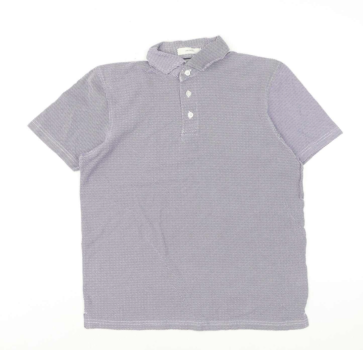 2BLIND2C Men’s Purple Geometric Cotton Polo Shirt M