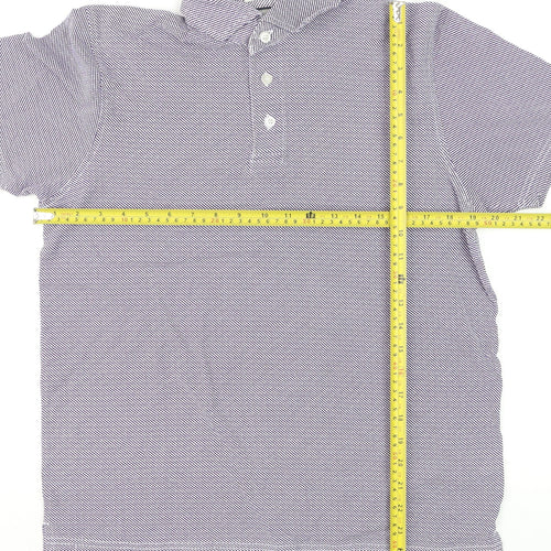 2BLIND2C Men’s Purple Geometric Cotton Polo Shirt M