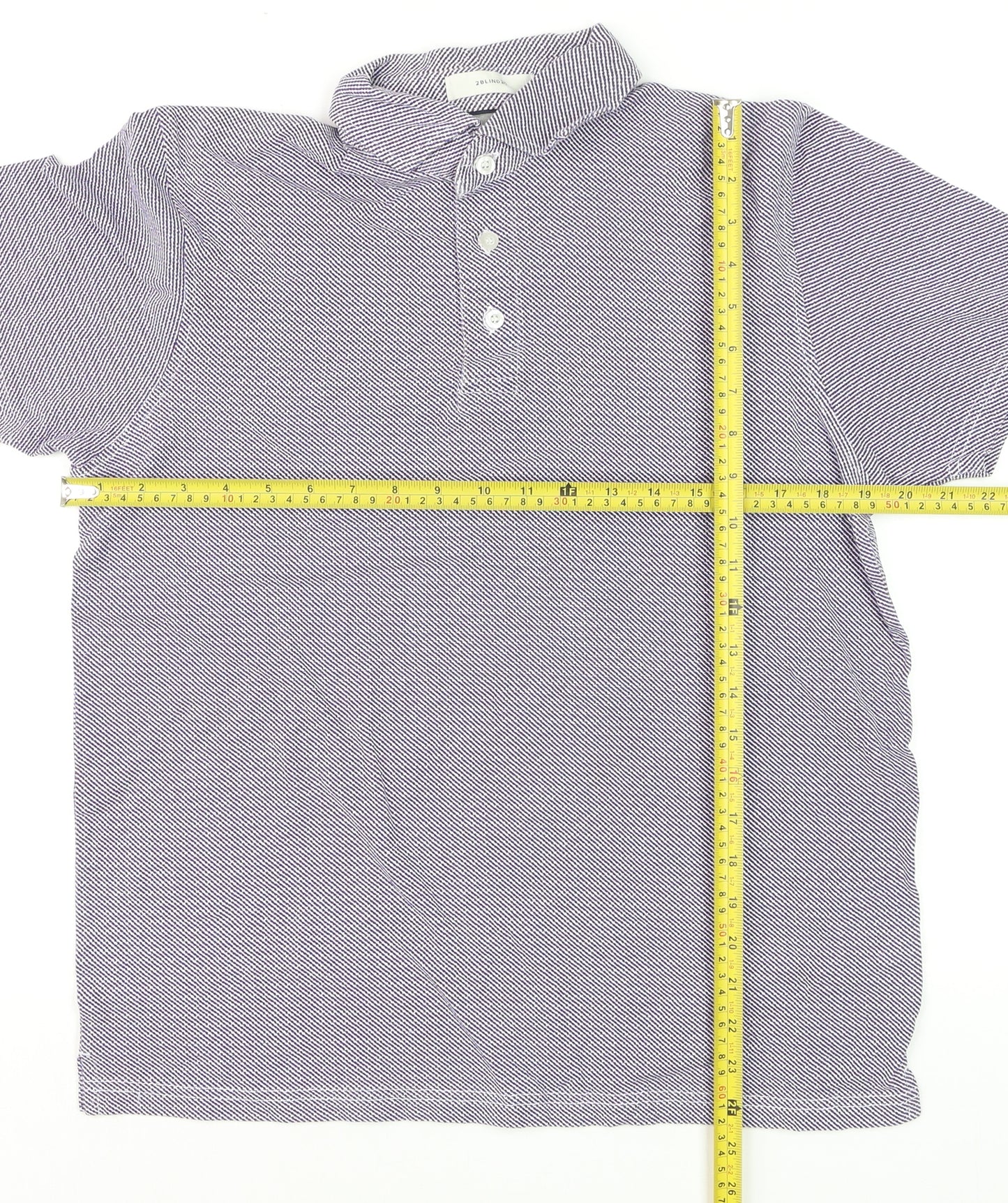 2BLIND2C Men’s Purple Geometric Cotton Polo Shirt M