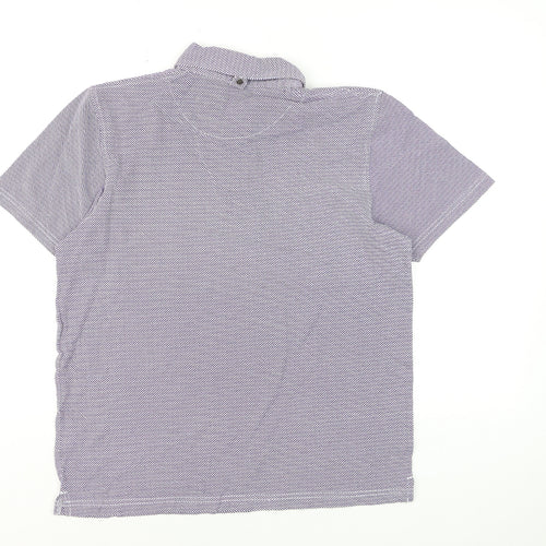 2BLIND2C Men’s Purple Geometric Cotton Polo Shirt M