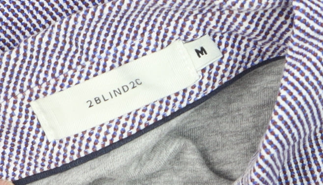 2BLIND2C Men’s Purple Geometric Cotton Polo Shirt M