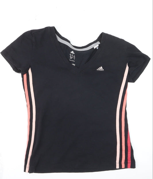 Adidas Womens Black Climacool V-Neck Sports T-Shirt XS