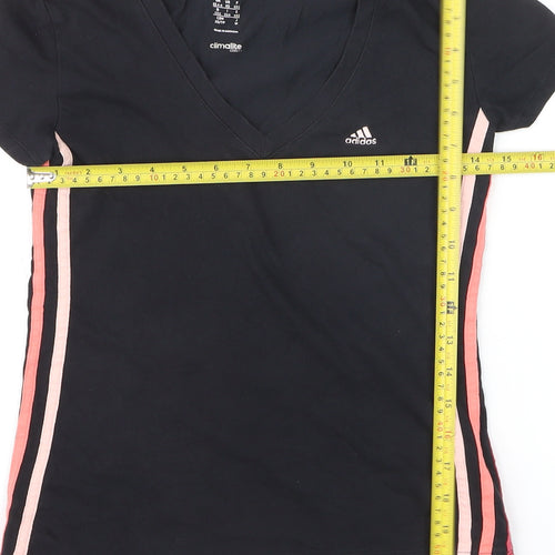 Adidas Womens Black Climacool V-Neck Sports T-Shirt XS