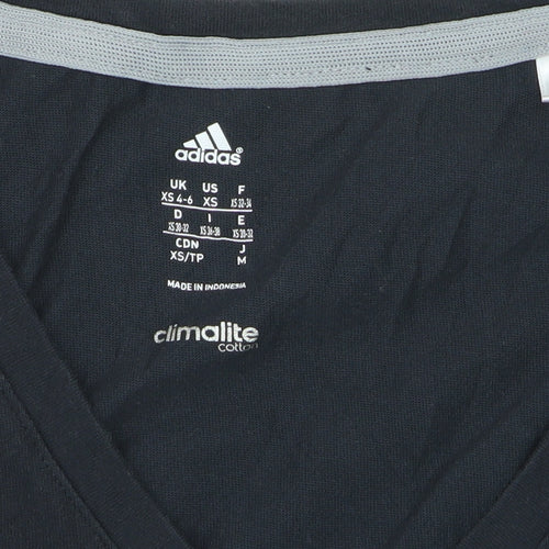Adidas Womens Black Climacool V-Neck Sports T-Shirt XS