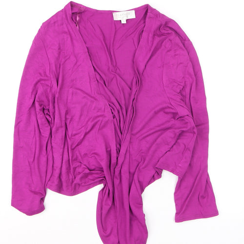 Debenhams Womens Purple Size 14 Wrap Viscose Long Sleeve Cardigan