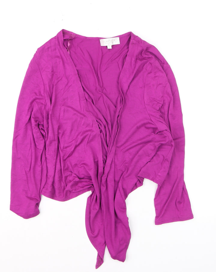 Debenhams Womens Purple Size 14 Wrap Viscose Long Sleeve Cardigan