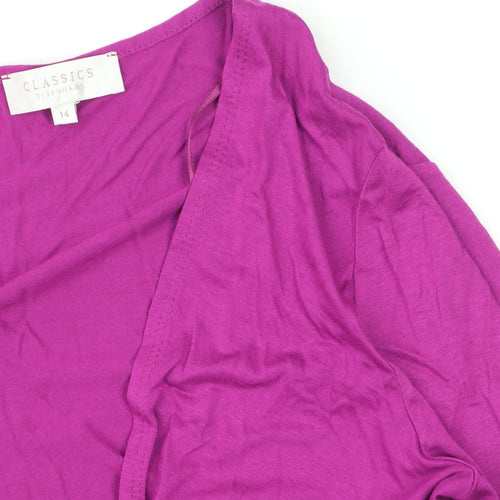 Debenhams Womens Purple Size 14 Wrap Viscose Long Sleeve Cardigan