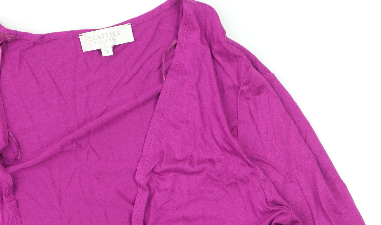 Debenhams Womens Purple Size 14 Wrap Viscose Long Sleeve Cardigan