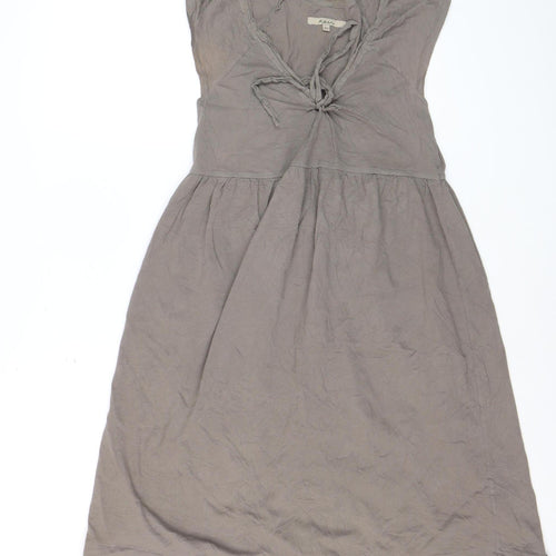 Kem Women’s Grey Cotton Knee Length Empire Waist Dress XS