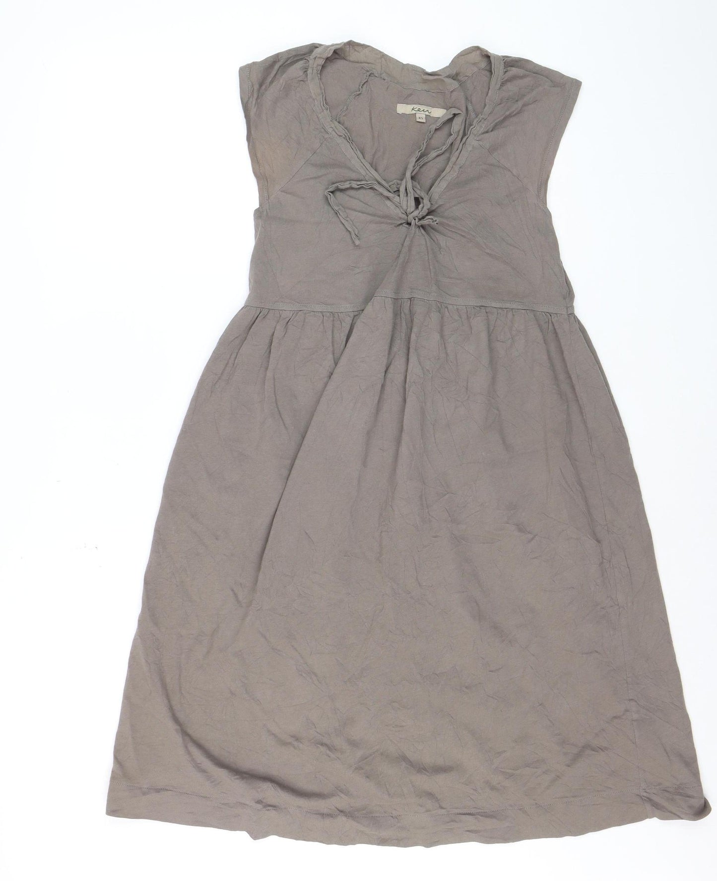 Kem Women’s Grey Cotton Knee Length Empire Waist Dress XS