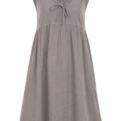 Kem Women’s Grey Cotton Knee Length Empire Waist Dress XS