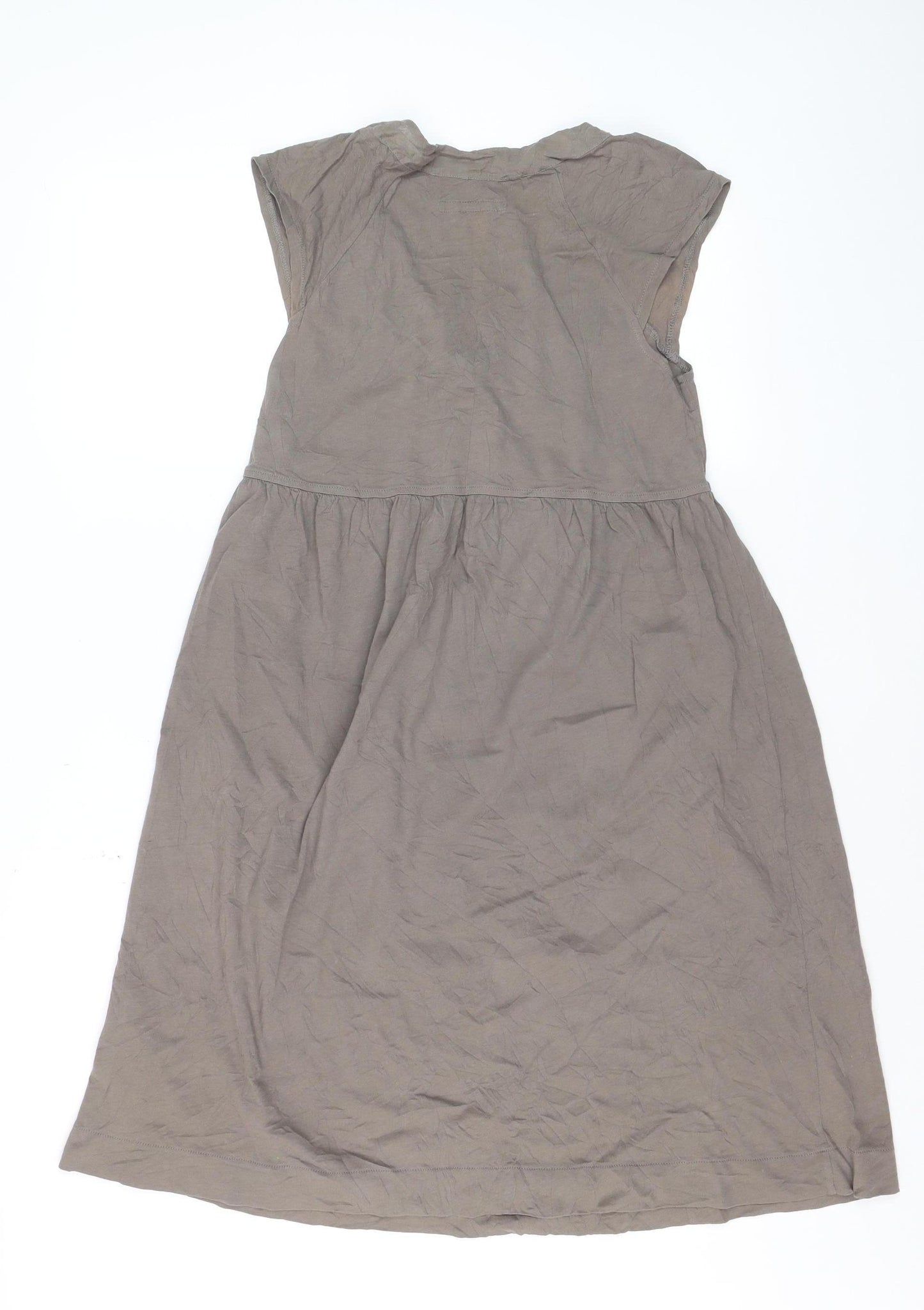 Kem Women’s Grey Cotton Knee Length Empire Waist Dress XS