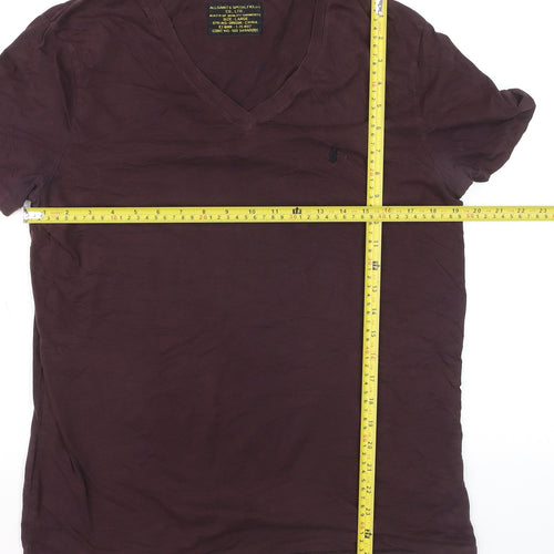 AllSaints Men's Brown V-Neck Slim Fit Cotton T-Shirt Size L