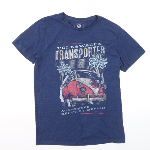 Volkswagen Mens Blue Graphic Transporter T-Shirt Size S