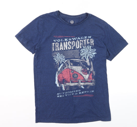 Volkswagen Mens Blue Graphic Transporter T-Shirt Size S