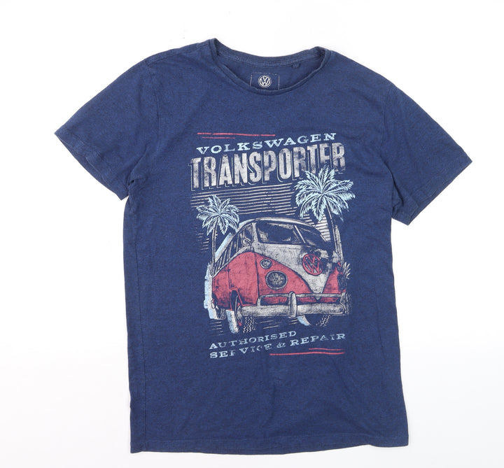 Volkswagen Mens Blue Graphic Transporter T-Shirt Size S
