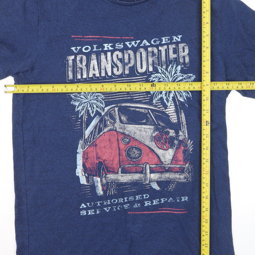 Volkswagen Mens Blue Graphic Transporter T-Shirt Size S