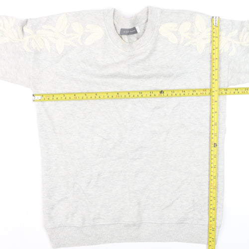 Mint Velvet Women's Grey Embroidered Crew Neck Pullover Jumper Size 8