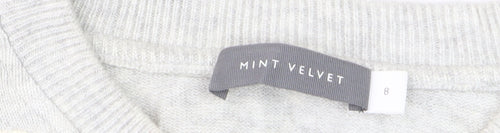 Mint Velvet Women's Grey Embroidered Crew Neck Pullover Jumper Size 8
