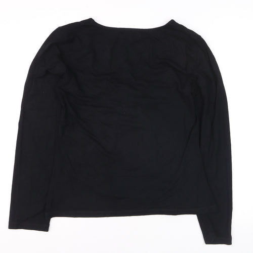 L.K. Bennett Women's Black Jersey V-Neck Long Sleeve Blouse Medium